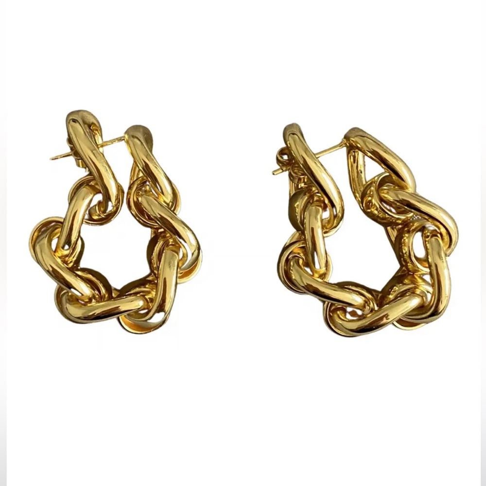 Bottega Veneta Chunky Chain Link Earrings in Antique Gold